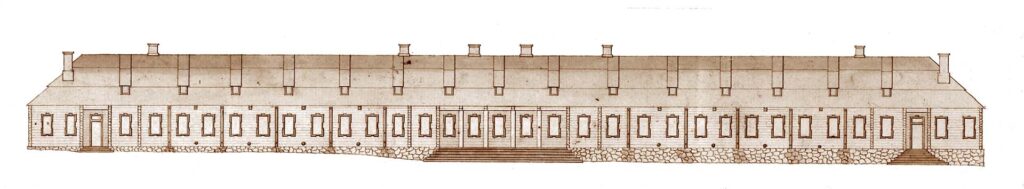 Siitolaan rakennetun kasarmin julkisivupiirustus